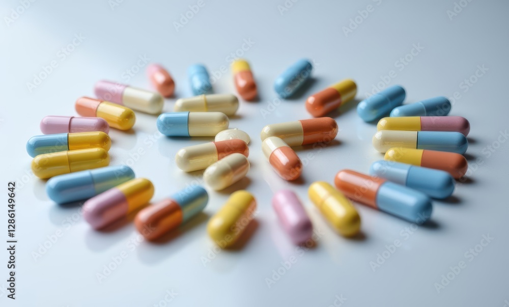 Colorful capsules arranged creatively Colorful capsules arranged creatively