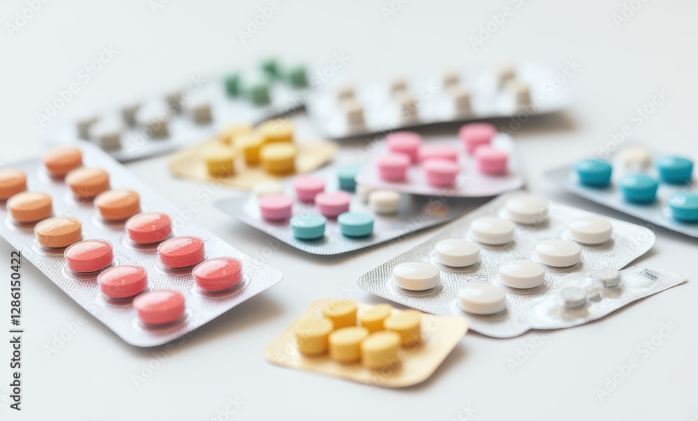 Variety of colorful medication tablets Variety of colorful medication tablets