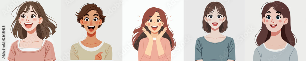 Vector of a person feeling surprised and happy Vector of a person feeling surprised and happy