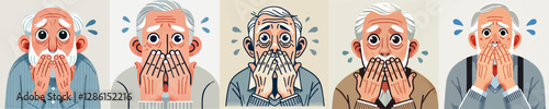 Vector of an elderly person panicking and scared