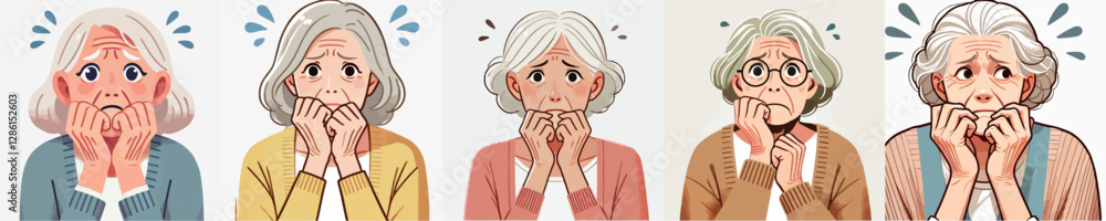 Vector of an elderly person panicking and scared Vector of an elderly person panicking and scared