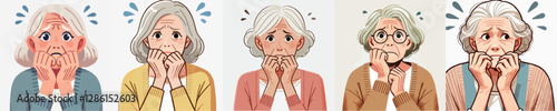 Vector of an elderly person panicking and scared
