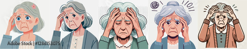 Vector collection of a frustrated elderly person