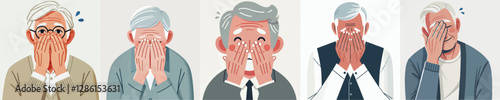 Vector collection of a frustrated elderly person