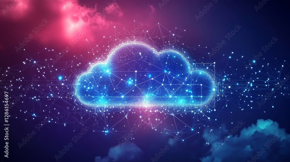 Cloud with a digital network connection symbolizing technology and communication Cloud with a digital network connection symbolizing technology and communication