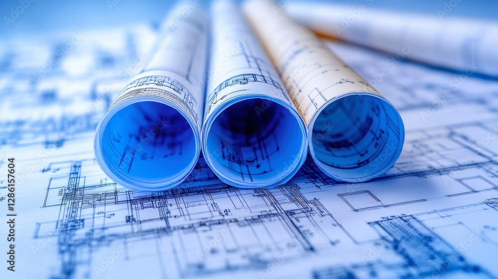 Architectural Blueprints Rolled Plans on Detailed Drawings Architectural Blueprints Rolled Plans on Detailed Drawings