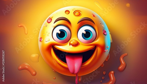 a silly emoji face with tongue sticking out and wide eyes