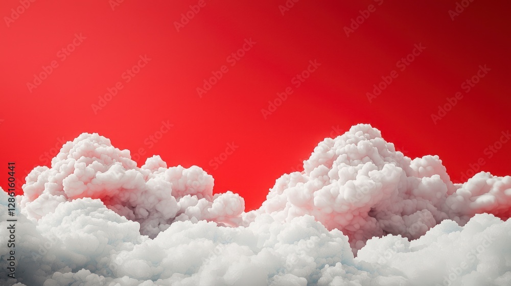 Vibrant Red Cloud Background with Soft White Comic Style Clouds for Dynamic Wallpaper Design Vibrant Red Cloud Background with Soft White Comic Style Clouds for Dynamic Wallpaper Design