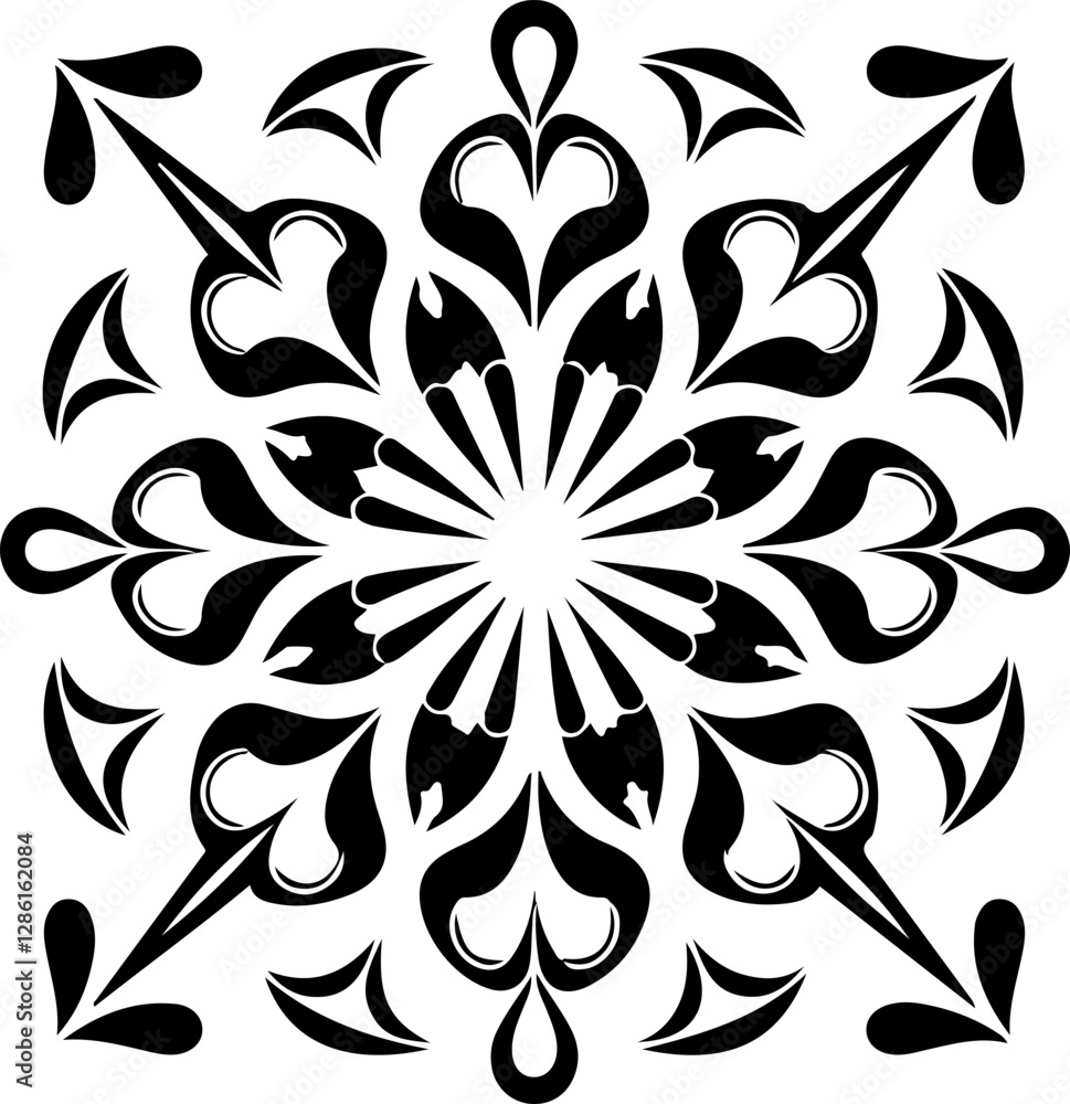Fototapeta premium Mandala Stencil Vector Design, Intricate Mandala Stencil Art, Circular Mandala Stencil Vector, Decorative Mandala Template Design, Floral Mandala Stencil Vector, Traditional Mandala Vector Art, Abstra