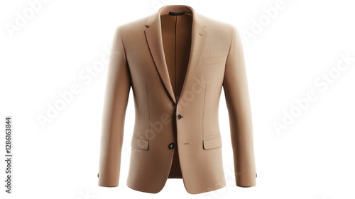 Stylish tan blazer on display against a white background, showcasing elegance and versatility for various occasions