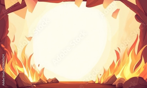 Fiery fire frame with transparent background