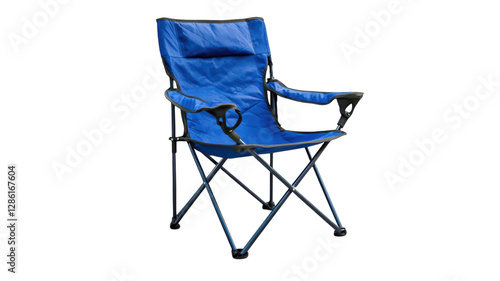 Obraz na płótnie Folding blue camping chair positioned on a flat surface, perfect for outdoor relaxation and gatherings near the beach or park w salonie