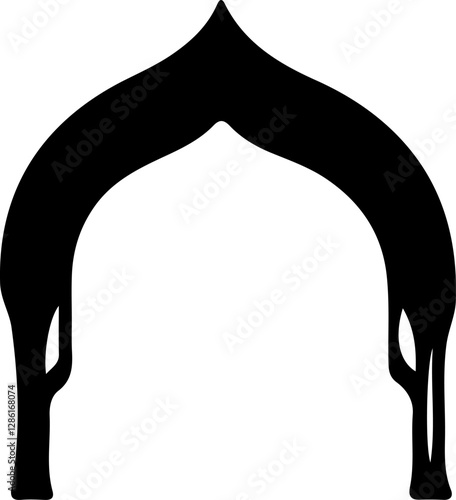 Stylized black and white vector graphic of an ornate archway