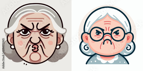 Vector of a cranky grandmother