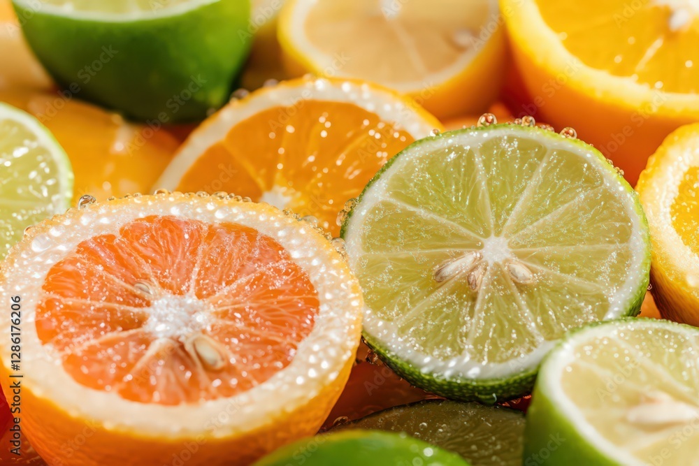 Fototapeta premium Close Up Of Sparkling Citrus Fruit Slices