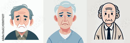 Vector of a sad and disappointed grandfather and grandmother