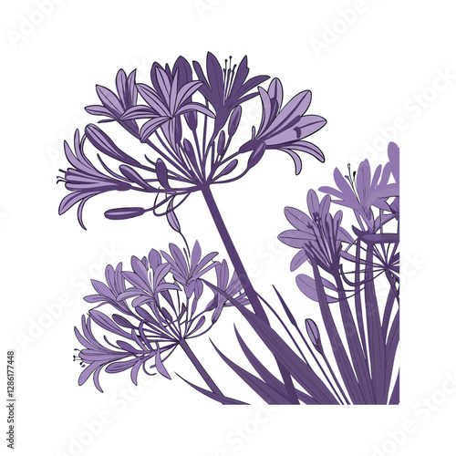 Extreme close-up of purple flowers growing outdoor vector illustration