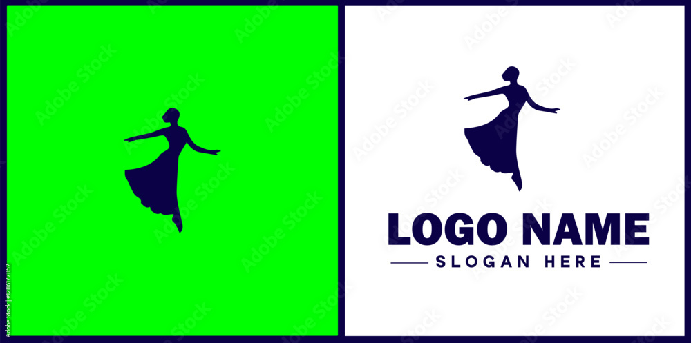 Obraz premium Dance Studio icon Dance academy Dance school Dance center flat logo sign symbol editable vector