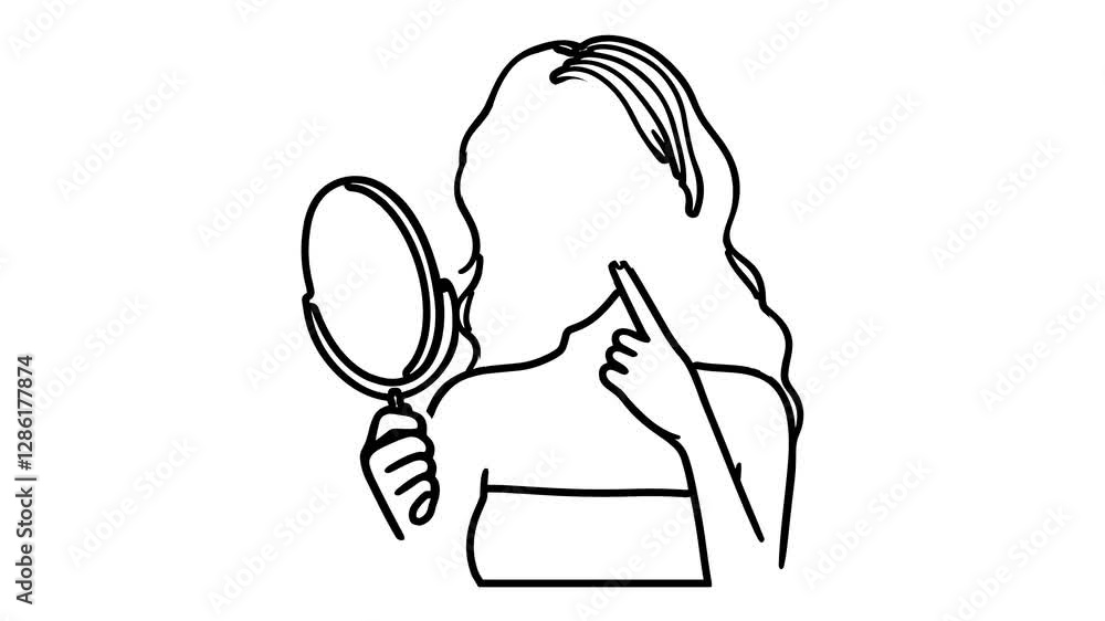 woman with acne looking in the mirror sketch animation woman with acne looking in the mirror sketch animation