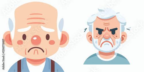 Vector of a sad and disappointed grandfather and grandmother