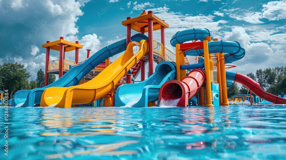 Vibrant Summer Children's Water Park Background Picture: A Fun-Filled Aquatic Adventure for Kids Vibrant Summer Children's Water Park Background Picture: A Fun-Filled Aquatic Adventure for Kids