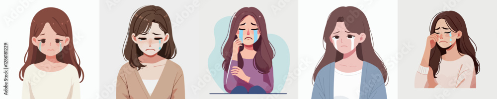 Vector collection of a person crying bitterly Vector collection of a person crying bitterly