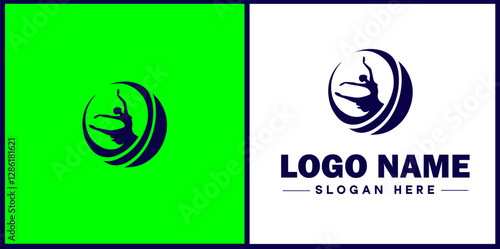 Dance Studio icon Dance academy Dance school Dance center flat logo sign symbol editable vector