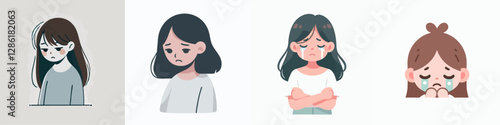 Vector collection of a person crying bitterly