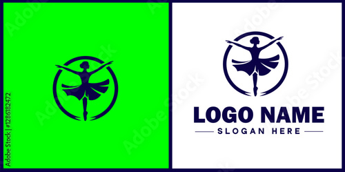 Dance Studio icon Dance academy Dance school Dance center flat logo sign symbol editable vector