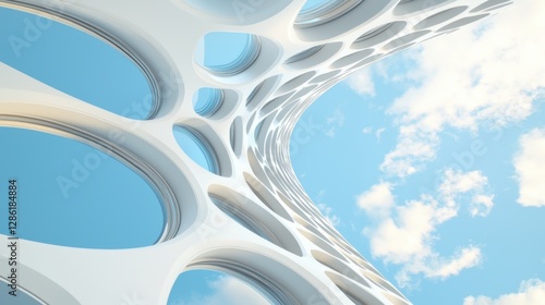 Futuristic Architecture with Abstract Design and Blue Sky Overview