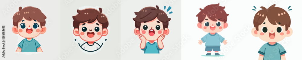 Vector collection of a surprised and happy child Vector collection of a surprised and happy child