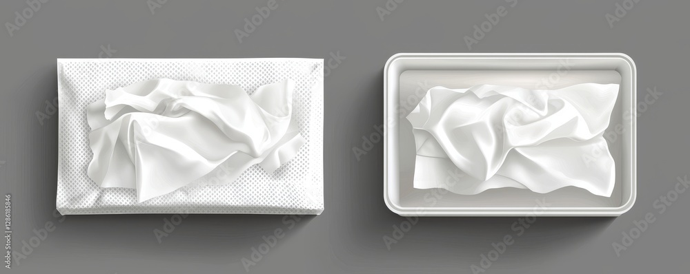 Naklejka premium Wet wipes package design mockup. Antibacterial hand hygiene tissue pack. Modern and realistic illustration of a baby napkin pouch. Sanitary disposable paper towel sachet, personal care object.