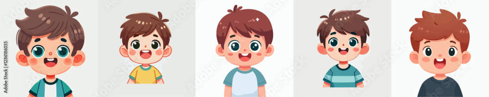 Vector collection of a surprised and happy child Vector collection of a surprised and happy child