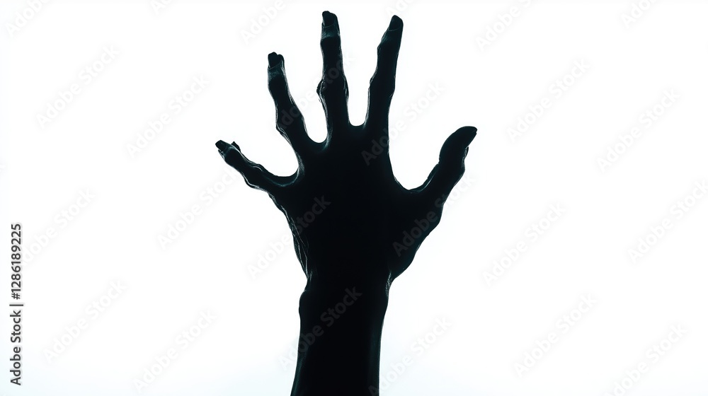 Black silhouette of a zombie hand on a white background. Black silhouette of a zombie hand on a white background.