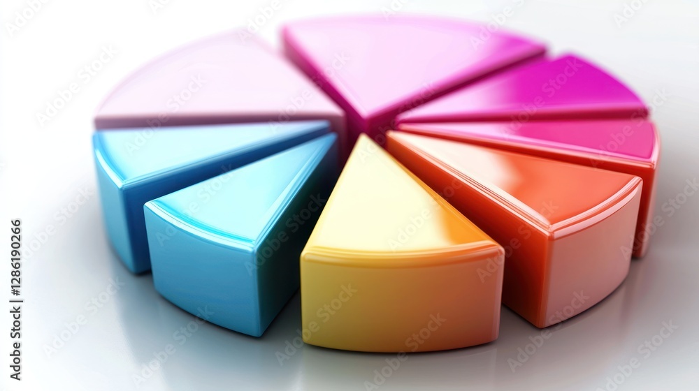 Obraz premium Colorful pie chart illustration representing data distribution in a modern design setting