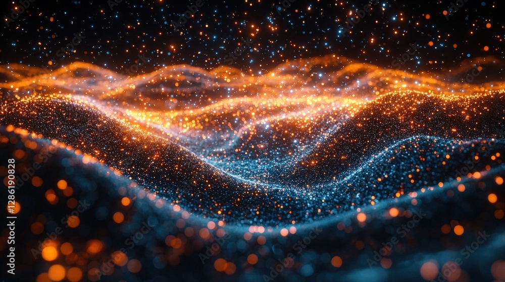 Striking black background with dynamic blue and orange swirl illustrating motion and depth Striking black background with dynamic blue and orange swirl illustrating motion and depth