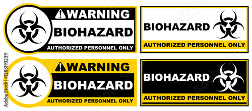 Set warning biohazard public sign design vector illustration