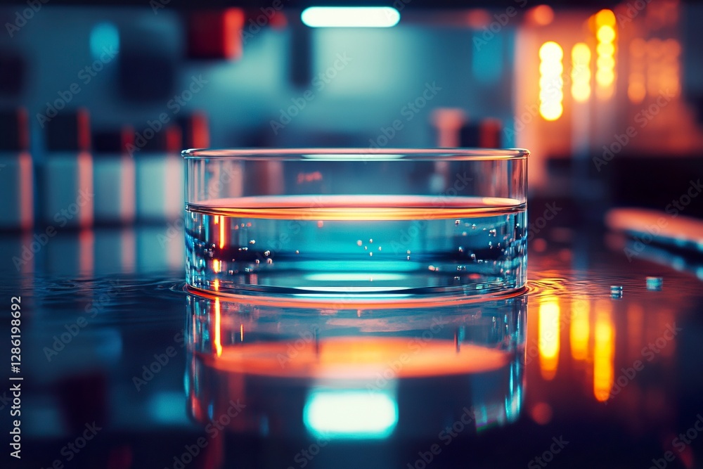 Φωτογραφία A glass of clear water placed on a wooden table in a well-lit room