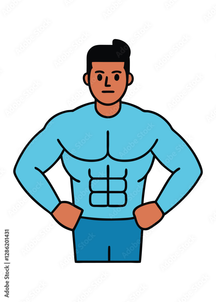Muscular man with six pack and gives pose vector illustration Muscular man with six pack and gives pose vector illustration