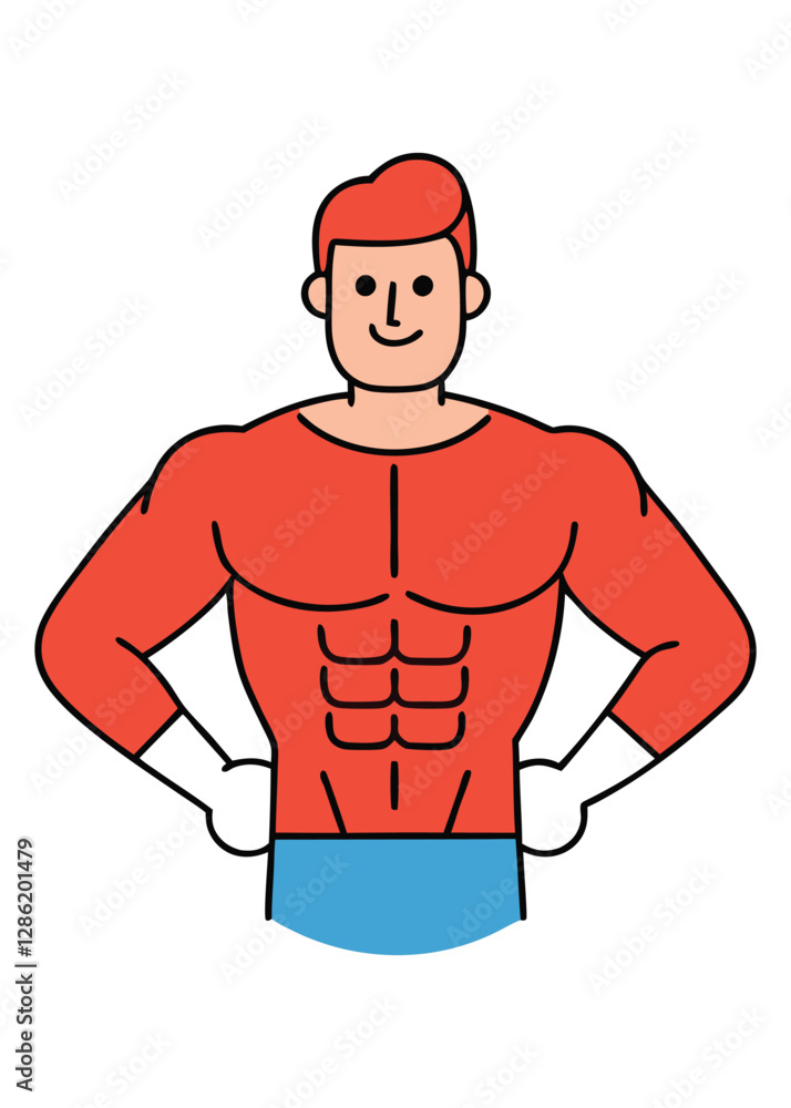 Muscular man with six pack and gives pose vector illustration Muscular man with six pack and gives pose vector illustration