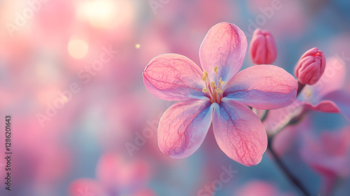  Macro pink cherry blossom, dreamy closeup, pastel spring, romantic, ethereal