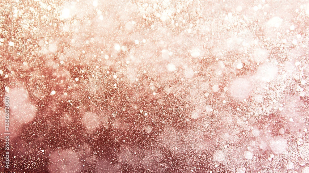 Fototapeta premium Elegant rose gold bokeh background with soft glimmering lights, perfect for festive and romantic themes.