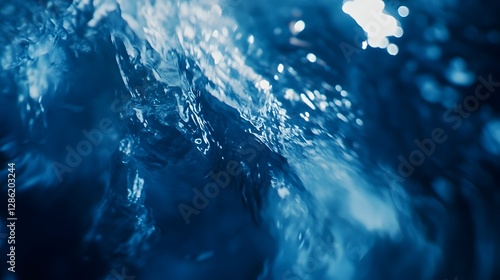 Mesmerizing close up of a tranquil underwater scene at sunset featuring a captivating interplay of light water and motion  The abstract composition creates a dreamy atmospheric ambiance