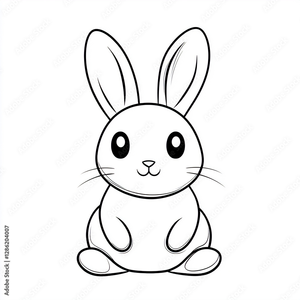 Adorable Bunny Line Art Illustration: Cute Black and White Rabbit Drawing for Greeting Cards, Kids’ Designs, and Creative Projects Adorable Bunny Line Art Illustration: Cute Black and White Rabbit Drawing for Greeting Cards, Kids’ Designs, and Creative Projects