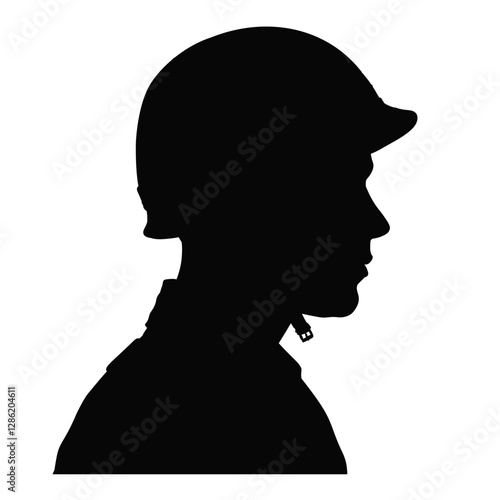 Silhouette profile of an American soldier - vector illustration