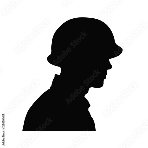 Silhouette profile of an American soldier - vector illustration