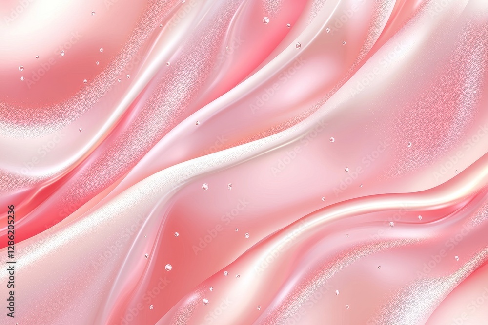 Obraz premium An abstract watercolor background in rose blush with white lines, dots, and stains. The pastel marble look, achieved with alcohol ink, serves as a contemporary design template for wedding