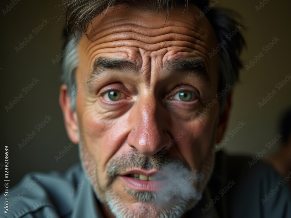 Fototapeta premium Un hombre con mal aliento