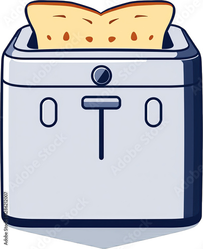 Stylish Cartoon Toaster with Toast in a Modern Kitchen