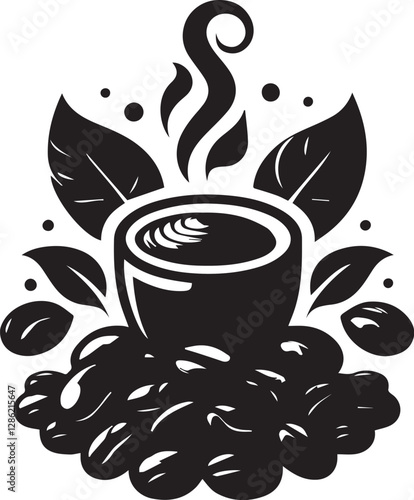 vector illustration of cup of coffee logo, coffee beans vector logo, cafe logo, shop logo, market logo